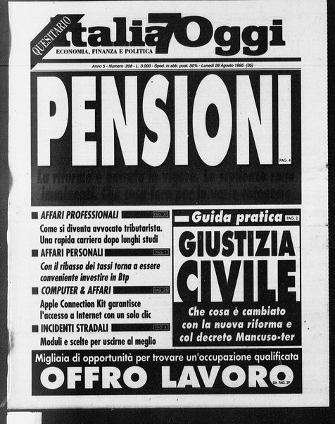 Italia oggi : quotidiano di economia finanza e politica